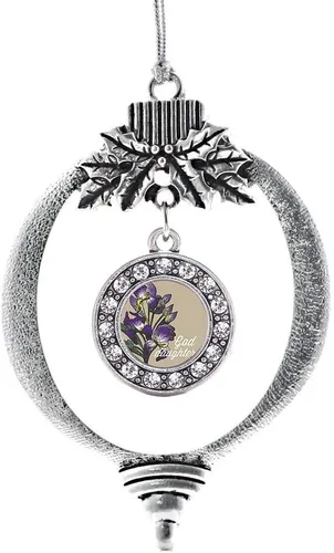 Miniatura 43 de Inspired Silver - Bonita bandera estadounidense - Adorno de Navidad plateado - Adorno de árbol de Navidad con dije circular con circonita cúbica