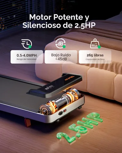 Miniatura 3 de Treadflow - Alfombrilla de caminata, caminadora con inclinación para el hogar y la oficina, caminadora portátil debajo del escritorio de 2.5 HP