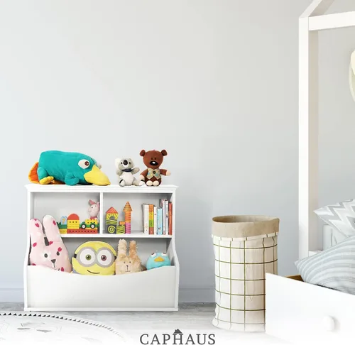 Miniatura 8 de CAPHAUS Organizador de almacenamiento de juguetes para niños, cubo de almacenamiento abierto, gabinete multifuncional de almacenamiento de libros
