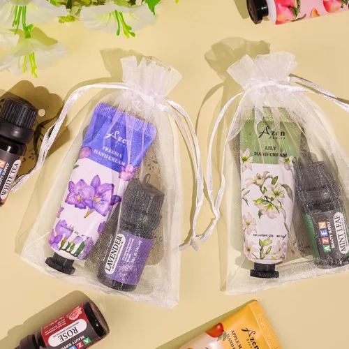 Miniatura 7 de AZEN 30 juegos de regalos a granel, crema de manos y aceites esenciales a granel con bolsa de organza, tarjeta de agradecimiento, regalos de baby