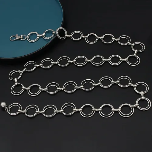 Miniatura 4 de HIQUACC Cadena de cintura de metal para mujer, joyería de cuerpo grueso, cinturón de eslabones para el vientre