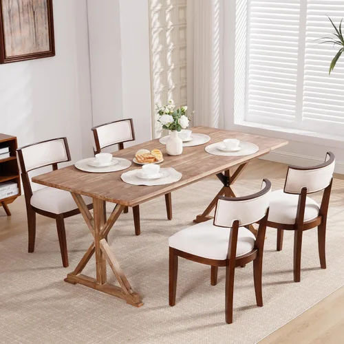 Miniatura 12 de LZAREAL Juego de 2 sillas de comedor modernas de mediados de siglo, sillas de comedor de granja con respaldo curvo, sillas de comedor con patas