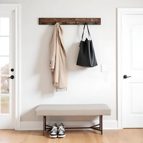 Miniatura 4 de Alaterre Furniture Pomona - Perchero de entrada – Moderno perchero rústico de 48 pulgadas montado en la pared con 6 ganchos – Madera maciza y ahorro