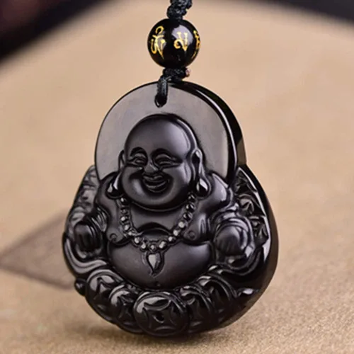 Miniatura 2 de ASGIFT Collar de la suerte de obsidiana, dije de protección de amuleto de piedra de poder con cadena de cuentas ajustable, cristal curativo, regalo