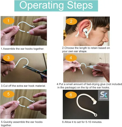 Miniatura 7 de Ganchos ajustables para las orejas compatibles con AirPods 4, 3, 1, 2 y Pro y auriculares intrauditivos con vástagos, 2 pares seguros y cómodos