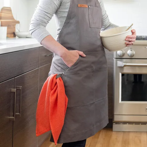 Miniatura 7 de Chef Pomodoro Delantal de chef para hombre y mujer, delantal de cocina con bolsillos y correas ajustables para el cuello, delantal de cocina 100%