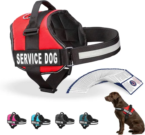 Miniatura 15 de Arnés Industrial Puppy para perros con correas y asa, y chaleco con parche reflectante, en un cómodo diseño de malla, Bright Red 2-Rojo Brillante