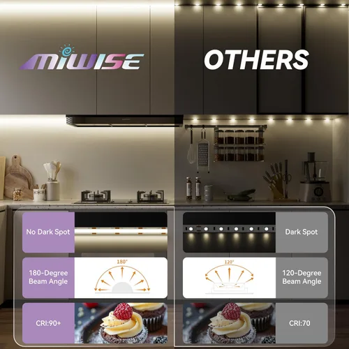 Miniatura 2 de MIWISE Tira de luz LED COB 20 pies/6.1m, CRI 90+ Luz blanca cálida 2700K Alta luminosidad súper brillante Flexible DC24V Tira de luz LED