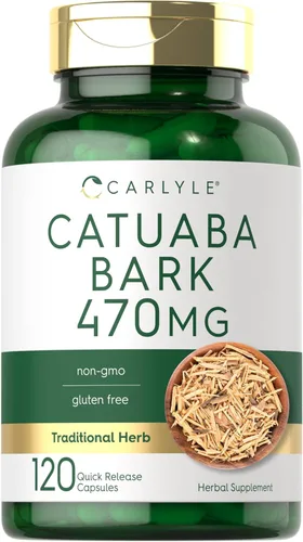 Carlyle Suplemento de corteza de Catuaba | 470 mg | 120 cápsulas | para hombres y mujeres | Sin OMG y sin gluten