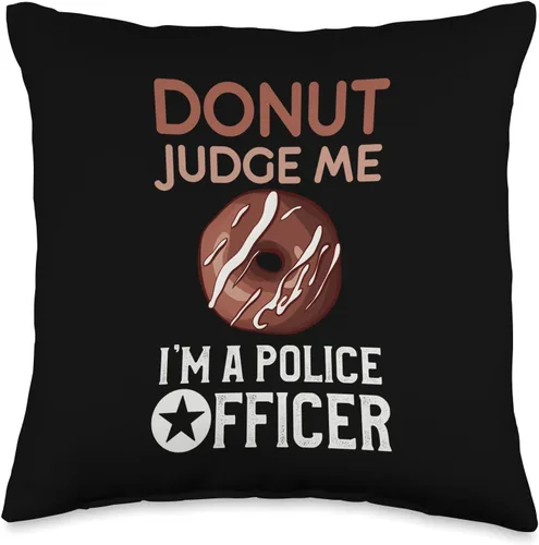 Police Academy Graduation Clothing Store Company Police Academy Graduation-Funny Donut Judge Me - Almohada de graduación, 16 x 16 pulgadas,