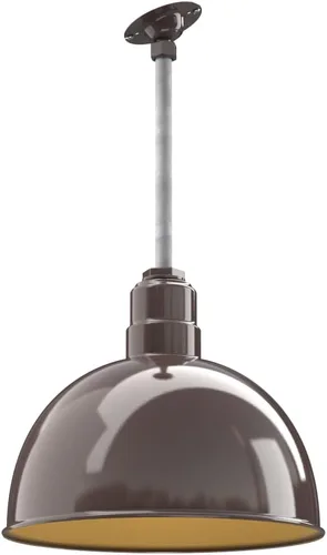 Miniatura 15 de Steel Lighting Co. Colgante de cuenco rosa Lámpara montada en el techo Cúpula de 15 pulgadas vástago de 12 pulgadas Estilo granero de acero