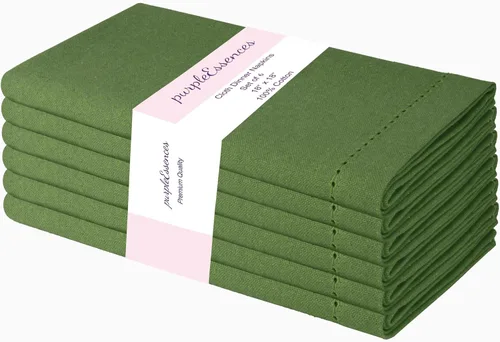 Miniatura 20 de PurpleEssences Juego de 6 servilletas de tela de vainica, 100% algodón, suaves, duraderas, lavables, ideales para bodas, Navidad, vacaciones