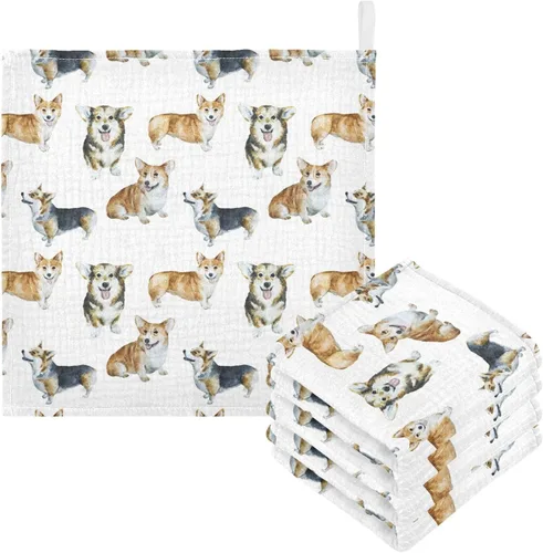 Miniatura 20 de Toallas de algodón para bebé, toallas de baño unisex para recién nacidos, toallitas naturales para piel delicada, 11.8 x 11.8 pulgadas, paquete de 5
