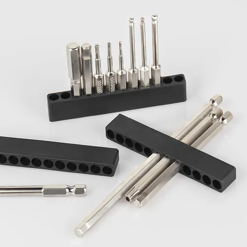 Miniatura 7 de Toolcool 10 piezas con 12 agujeros hexagonales para cabezales de desarmador, Estuche de plástico para almacenar cabezales de desarmador