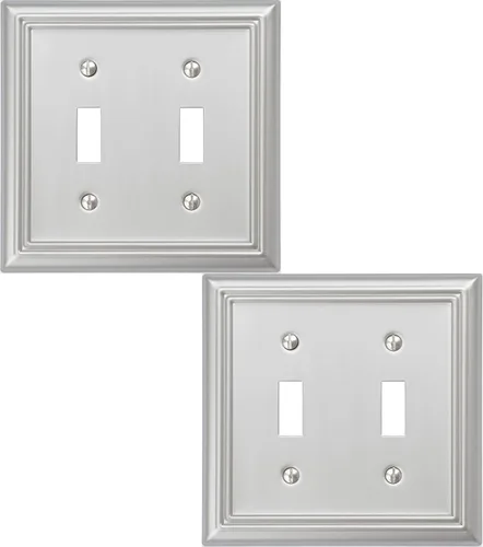 Miniatura 10 de OKAWYC Adler - Placa de pared metálica para interruptor de luz de palanca individual, paquete de 4 unidades de níquel cepillado de 1 banda, cubierta