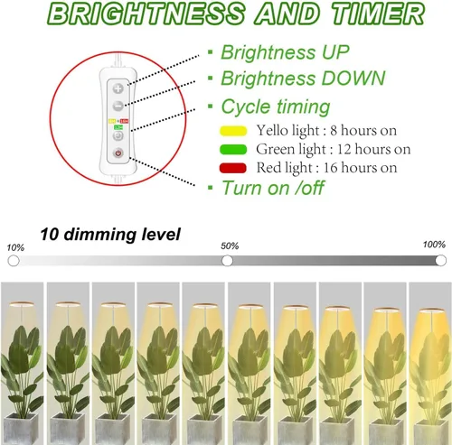 Miniatura 3 de yadoker 72 LEDs Luz de cultivo de plantas para plantas de interior, Luz de escritorio de aluminio con grano de madera de nogal LED, Altura