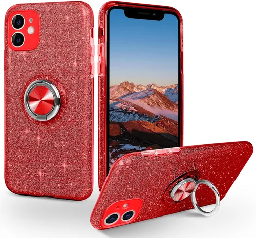 Funda para iPhone 11, funda para iPhone 11, delgada, brillante, suave, TPU a prueba de golpes, anillo protector de protección híbrida para niñas y