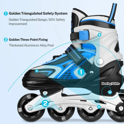 Miniatura 2 de Gonex Patines en línea para niñas y niños, patines ajustables para exteriores, patines en línea para niños, adolescentes y mujeres con ruedas Azul