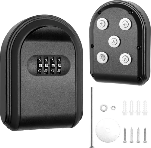Soporte magnético para llaves con cerradura, caja de cerradura magnética oculta debajo del automóvil, combinación segura de 4 dígitos con código