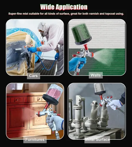 Miniatura 6 de DAXINYANG YT-160 LVLP Pistolas de pintura automotrices con boquillas de 1.3/1.5/1.7/2.0mm y regulador de aire y separador de agua y aceite, pistola