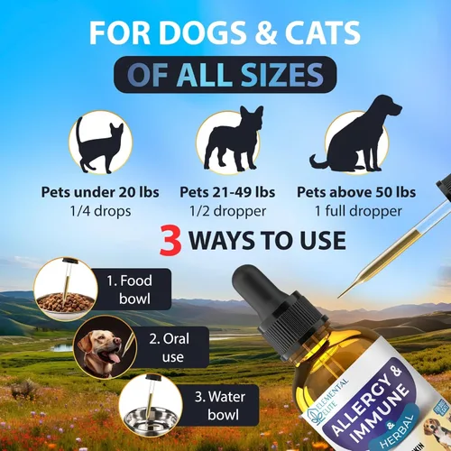 Miniatura 5 de EDUZEBRA Gotas de alivio de alergias para perros y gatos, suplemento natural de apoyo antipicazón, alivia las alergias estacionales, la irritación