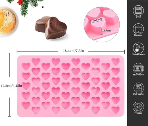 Miniatura 2 de Paquete de 2 moldes de silicona con forma de corazón, antiadherentes, de grado alimenticio, moldes para hornear, moldes reutilizables para dulces
