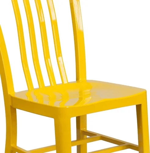 Miniatura 8 de Flash Furniture Gael - Juego de 2 sillas de metal amarillo para interiores y exteriores de grado comercial