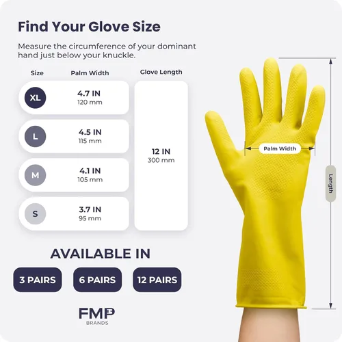 Miniatura 7 de Guantes para lavar platos, guantes de goma, guantes de cocina amarillos, guantes largos para protección de manos y trabajo