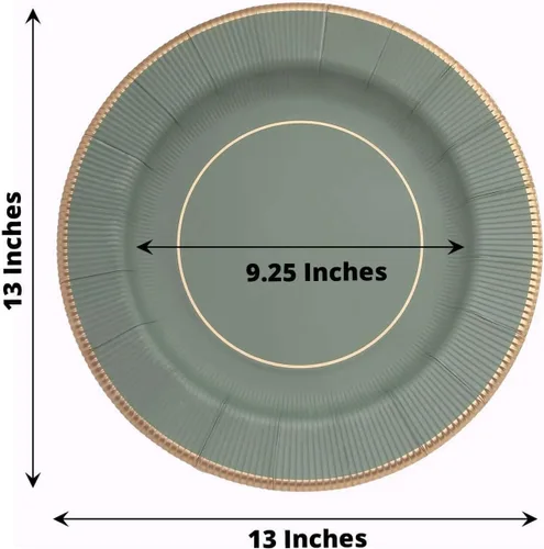 Miniatura 3 de Efavormart Paquete de 25 Platos Cargadores Desechables Sunray Metallic Sage Green de 13", Bandeja de Servir de Cartón, Redonda - 350 GSM Verde
