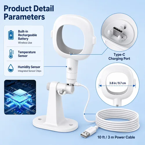 Miniatura 7 de wochel No Drill Baby Monitor Mount for Nanit Pro/Plus, Adjustable Nanit Wall Mount with USB C Charger Mount and 10FT Power Cable, Wall Bracket Stand