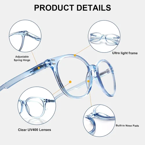Miniatura 4 de COJWIS Reading Glasses Blue Light Blocking 5 Pack Spring Hinge Fashion Readers for Men and Women Anti Glare Filter Eyeglasses 143-3 5C