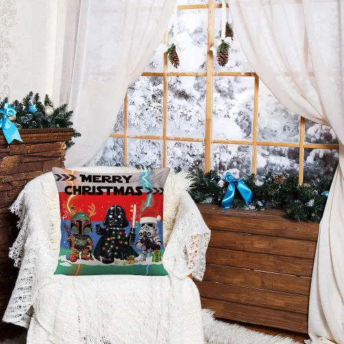Miniatura 5 de Funda de almohada con temática de Star and Wars para sala de estar, dormitorio, Dar-t-h-Vader para sofá, cama, sofá, funda de cojín de lino
