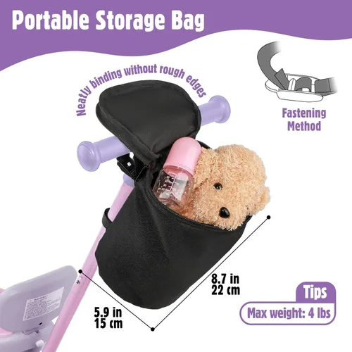 Miniatura 6 de Phobby Triciclo 5 en 1 para niños pequeños con mango de dirección para niños de 1, 2, 3, 4 años, triciclo para niños con pedales extraíbles, juguete
