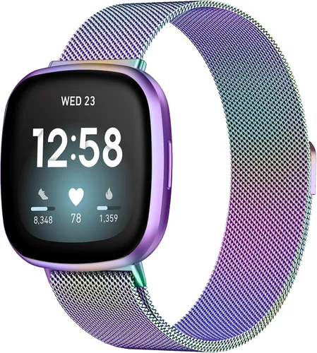 Miniatura 17 de Compatible con Correas Fitbit Sense Versa 4 Sense 2 y Versa 3 para Hombres Mujeres, Correa de Reemplazo de Malla Metálica Transpirable de Acero