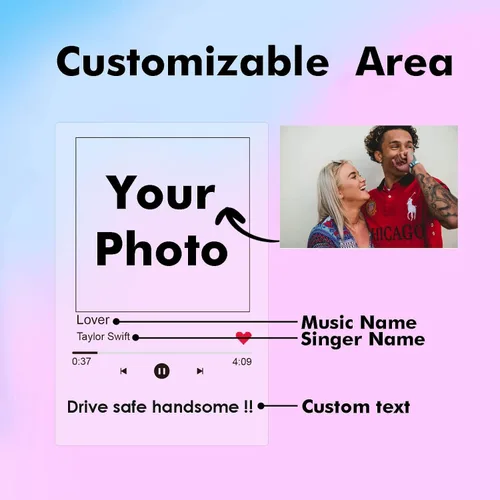 Miniatura 2 de Llavero de fotos acrílico personalizado, llavero de música Spotify personalizado con código escaneable, regalo para parejas, amigos, regalo para él