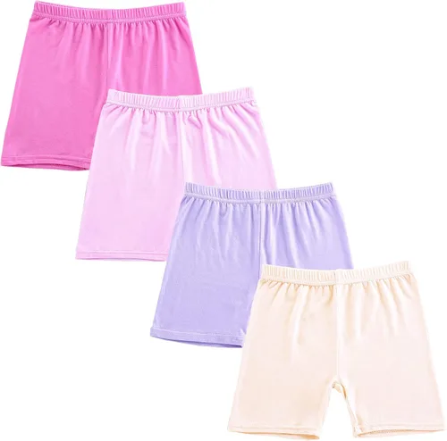 CHUNG Pantalones cortos de baile para niñas pequeñas y grandes, para usar debajo del vestido, falda, uniforme escolar, 4 unidades, 2-9 años