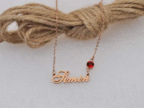 Miniatura 4 de LikeFun - Collar personalizado con nombre de placa de nacimiento para niñas, acero inoxidable, Rose gold
