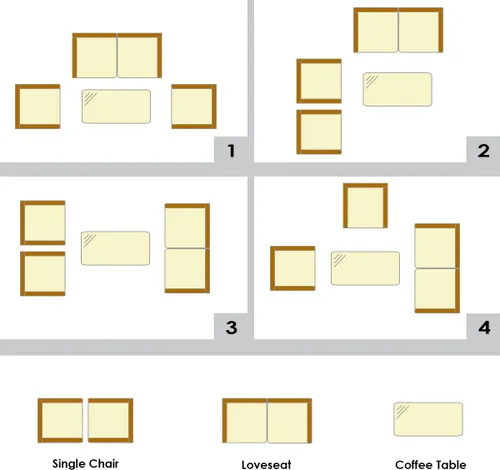 Miniatura 6 de Juego de sofá de patio de 4 piezas, juego de conversación de mimbre con respaldo ergonómico curvo, juego de muebles de ratán para patio con cojín
