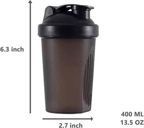Miniatura 2 de Shaker Bottle - Batido de proteínas y botella agitadora de 16 onzas/13.5 fl oz con bolas batidoras, plástico sin BPA (negro y blanco (2 unidades)