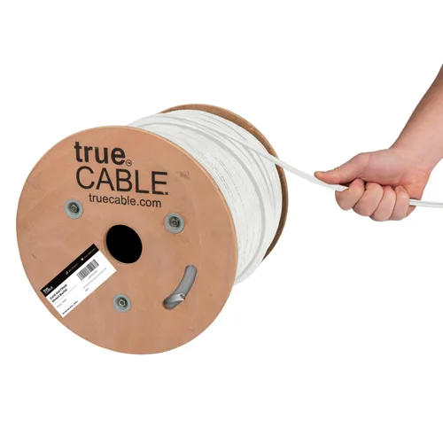 Miniatura 9 de trueCABLE Cat6 Entierro directo, relleno de gel, 500 pies, negro, impermeable, CMX, cobre sólido desnudo de 23 AWG, 550 MHz, PoE++ (4PPoE), listado