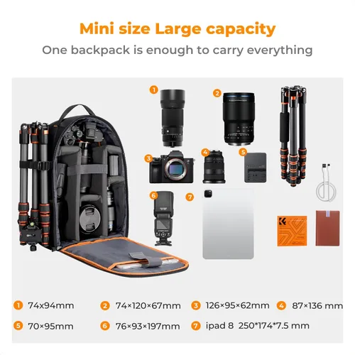 Miniatura 5 de K&F Concept Mochila de cámara para fotógrafos