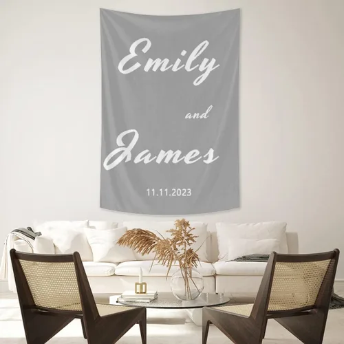 Miniatura 16 de Tapiz de boda personalizable con nombre y foto, colgante de pared personalizado para boda, tapiz de pared personalizado, decoración del hogar, tapiz
