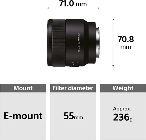 Miniatura 7 de Sony sel50 m28 Fe 50 mm F2.8 Full Frame lente con montura tipo E (Negro)