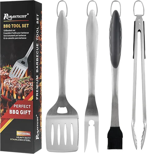 ROMANTICIST 4 piezas de accesorios de parrilla resistentes para Top Chef - Juego de herramientas de parrilla profesional y herramientas básicas de