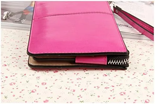 Miniatura 4 de Cartera de mano de piel sintética de color sólido para mujer, cartera y tarjetas de identificación de crédito