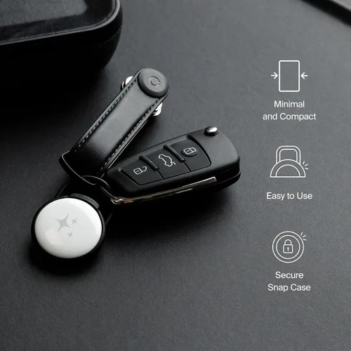 Miniatura 3 de Orbitkey Funda delgada para AirTag Fabricado con acero inoxidable y TPU Sostiene de forma segura tu Apple AirTag Se fija fácilmente a las Negro