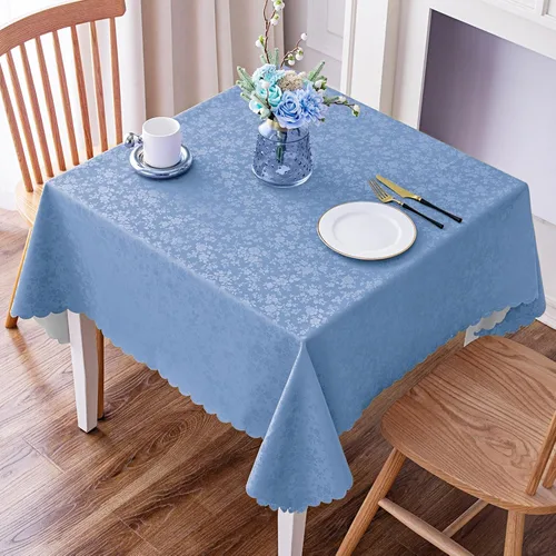 Miniatura 105 de Smiry Mantel cuadrado, mantel de vinilo resistente al agua, lavable, para cocina y comedor (azul bebé, 54 x 54 pulgadas)