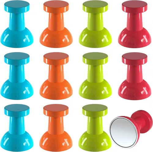 Miniatura 32 de 24 imanes de nevera, imanes para refrigerador, pequeños imanes fuertes, imanes de pizarra blanca para refrigerador, pasadores magnéticos para Negro