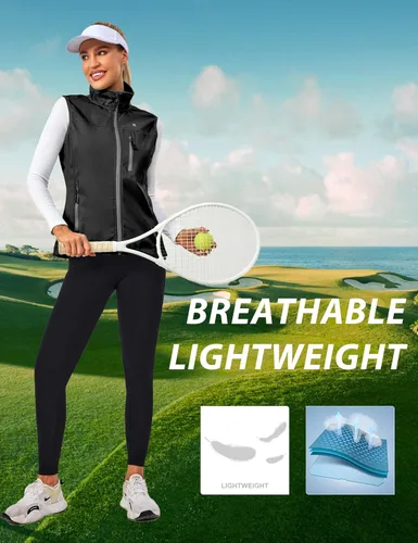 Miniatura 4 de Little Donkey Andy Chaleco Softshell ligero a prueba de viento para mujer, para golf, tenis, correr, ciclismo