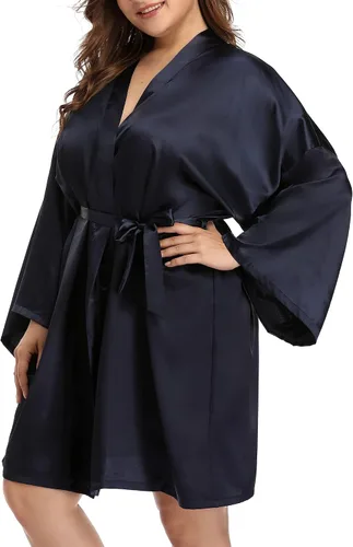 Vintage Palace Batas de satén cortas y sedosas para mujer, tallas grandes, para novia, dama de honor, para boda, fiesta